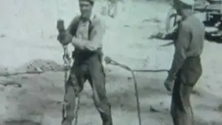 Oregon Coast Logging (1943) - George Plaep coming down the spar pole (silent film)