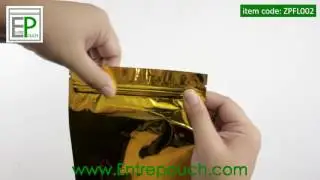 Gold Flat Resealable Zip Lock Pouch - ZPFL002