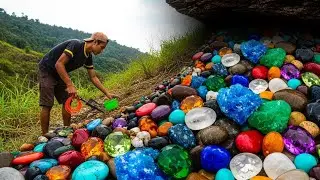 Unbelievable Gemstone River! Man Collects Rare Crystals in the Wild
