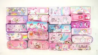 school unicorn stationery collection 💥 geometry,unicorn,pencil box,pouch,hello kitty,sharpener,erase