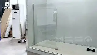 Elegant 6mm Clear Glass Pivot Shower Door with Unique Oval Design | MesaShower #showroom#showerdoors
