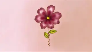 How to draw an easy cartoon flower with leaves