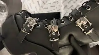 Epic DEMONIA CAMEL-115 Unboxing ⚡ 5” Vegan Leather Gothic Boots with Spikes & Skull Details