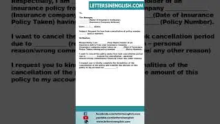 Application for Free Look Cancellation of Insurance Policy