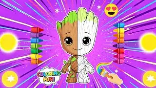 Groot Coloring Page for Kids 🌱🎨 | Learn Colors | Fun Drawing & Coloring Video
