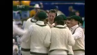 Chris Broad bowled by superb Merv Hughes slower ball   for Mr Smyth!