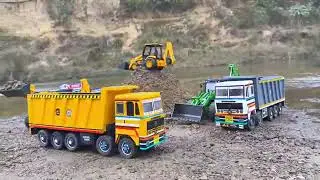JCB 5CX Loading Mix Sand Stone Tata Truck Swaraj Tractor Tipper? Jcb Ki Khudai | Jcb Tractor Cartoon