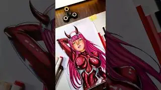 Drawing Zero Two from Darling in the Franxx #shorts #zerotwo #darlinginthefranxx