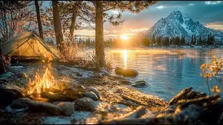 99% Will Fall Asleep to This  ❄️🔥 Sunrise Campfire Crackles & Relaxing Morning Birds