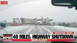 Extreme Ice Storm Destroys Louisiana Highway - Pileup on I-20 , Hundreds of Trucks and Cars Trapped!