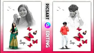 Beautiful Pink Butterfly Background Multiple Photo Editing in PicsArt Telugu | PicsArt Photo Editing