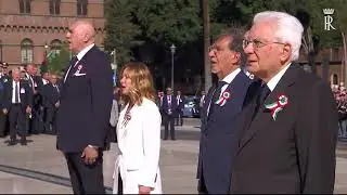 GIORGIA MELONI CANTA L'INNO DI MAMELI ALL'ALTARE DELLA PATRIA IN OCCASIONE DEL 2 GIUGNO