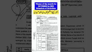 Theme of the month October | Notification and Schedule by SED Punjab