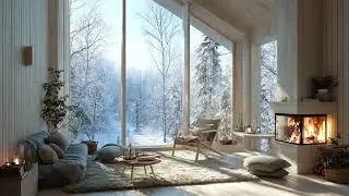 Crackling Fire with Cold Winter Wind | Calm Sounds for Sleeping All Night 🌙🔥