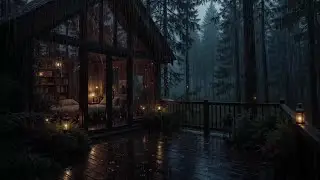 Gentle Forest Rain & Soft Piano for Deep Sleep | Cozy Cabin Night Ambience to Calm Mind