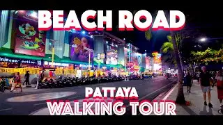 Ночная прогулка по Beach Road – Паттайя, Таиланд – Захватывающие виды, 4K