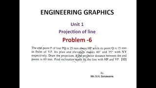 Projection of Line Problem No 6 - Line inclined to both the reference plane-Engineering Graphics