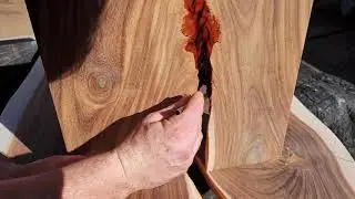 First table art for 2021, Timelapse finishing Shoestring Acacia live edge waterfall coffee table