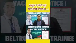 Beltron New Vacancy 2025 || Beltron direct selection NATS Trainee Post || @VijayViruTalks