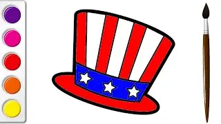 Learning how to draw UNCLE SAM's HAT/Учимся рисовать ШЛЯПУ ДЯДИ СЭМА/अंकल सैम की टोपी खींचना सीखना