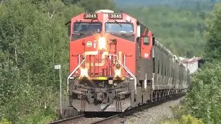 Long Manifest Train CN 594 West w/Potash & Containers passing Passekeag, NB