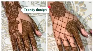 Trendy Floral Net Mehndi Design for Front Hand