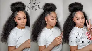 5 Min Quick Weave Half Up Half Down |NO GLUE🚫 NO SEWING | Birthday Week Takeover Ep.2 |SharronReneé