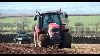 Ploughing with the Massey 7615 and Four-Furrow.  AWD Comes Bowling Up!