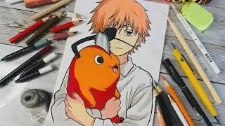 How to Easily Draw Denji and Pochita from Chainsaw Man