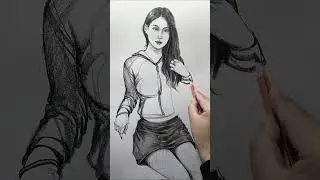 Drawing Girl one stroke #sketch #drawingpencil #drawing