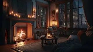 1950s London Cozy Evening 🔥 | 30 Min Fireplace Ambient Violin Music | Warm Vintage Vibes