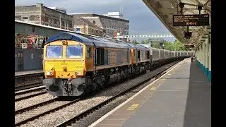 Freight trains, loco hauled and Network Rail test train at Newport on 14th August 2018