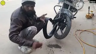Winter Roadside Bike Puncture Repair | Cold Water Tube Test | Indian Street Mechanic