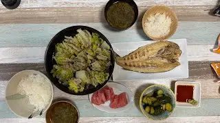 #おっさんの料理  #今日の晩ごはん  #ミルフィーユ　#焼き魚　#味噌汁　#きゅうり