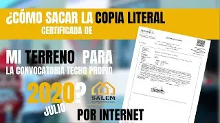¿CÓMO SACAR LA COPIA LITERAL CERTIFICADA DE MI TERRENO JULIO 2020? | ONLINE | SUNARP (Resubido)