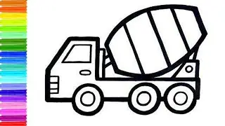 mixer truck drawing & coloring for kids, toddlers | how to draw🎨