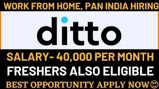 Ditto Hiring|Work from home jobs for freshers|Work from home jobs|Latest jobs 2022|Ditto jobs
