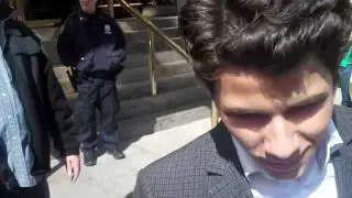 Nick Jonas meeting fans outside of hotel
