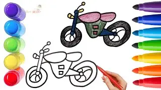How To Draw cute Motorcycle Drawing, Painting & Coloring For Kids and Toddlers_ Child Art 🐋🌈🎨