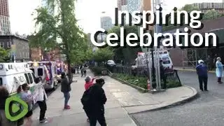 Inspiring celebration for healthcare workers outside Brooklyn Hospital