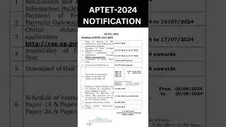AP NEW TET-2024 NOTIFICATION RELEASED |APTET EXAM షెడ్యూల్ |APTET ONLINE APPLICATION DATE APTET-2024