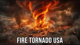 Fire Tornado Hits California (Ultra-Realistic / 4K) | Town Destruction (AI FICTIONAL)