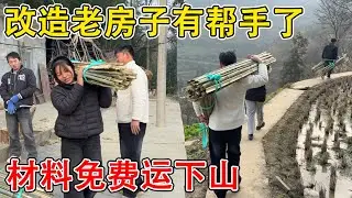 改造老房子有帮手了， 弟弟妹妹放假回家帮忙  改造材料全部免费运下山，太好了！
