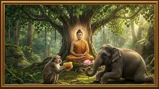 Sacred Serenity | Buddha Under the Bodhi Tree with Offerings of Nature 4K