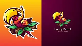 Illustrator Tutorials | Parrot Mascot Logo Drawing Process
