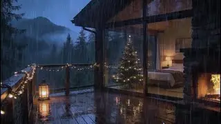Deep Sleep Perfect Sound | Mountain Cabin Porch Ambience with Distant Thunderstorm