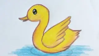 How to draw a Duck.Easy🐣🐥 Duck drawing and colour step by step for beginners.simple swan drawing. 