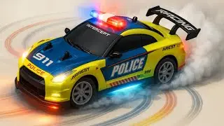 [No Talking ASMR] RC Police Drift Car Unboxing &ndash; 4WD LED Lights & Action Test!