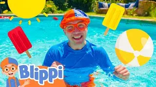 Swimming Pool Games With Blippi | Blippi - Sports & Games Cartoons for Kids
