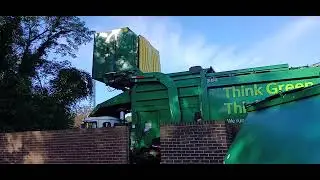 Waste management on recycling i can never catch the garbage truck. 